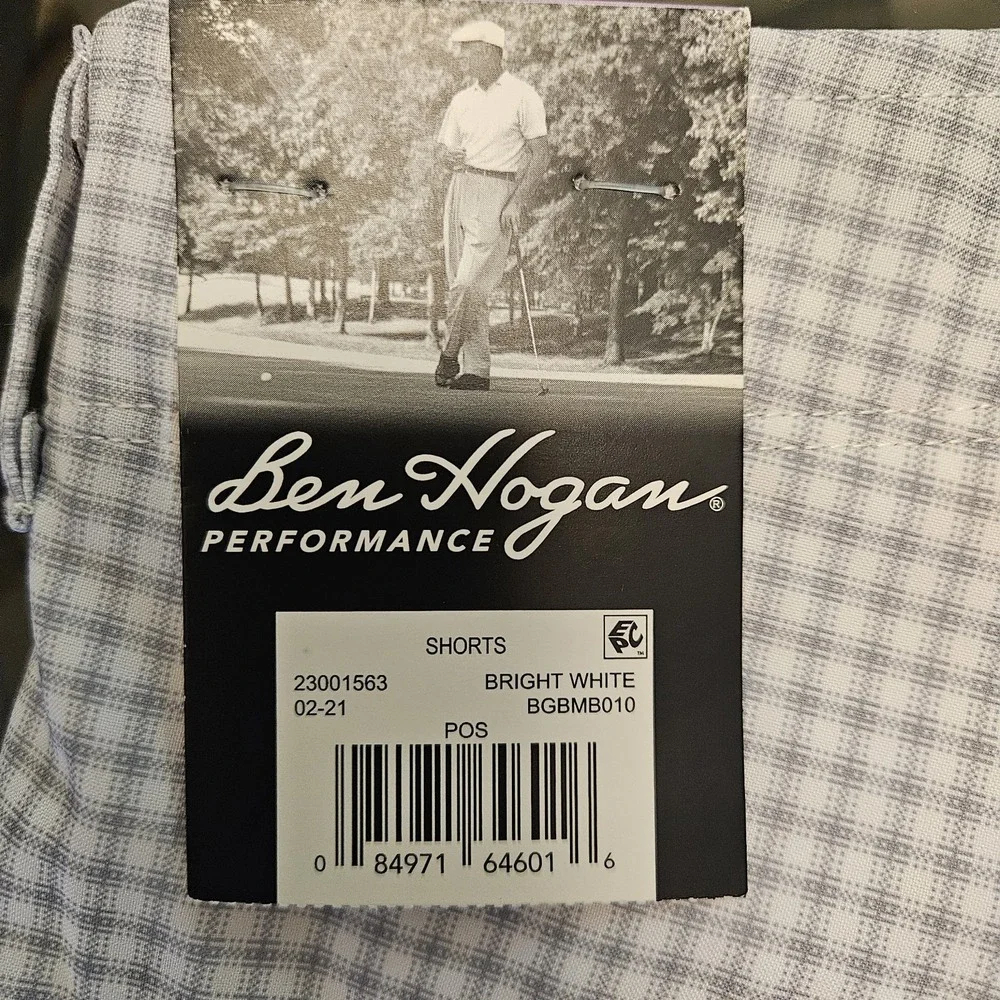 Ben‎ Hogan Golf Shorts Men's 38 Gray Plaid UPF 30 Moisture Wicking Stretch NWT